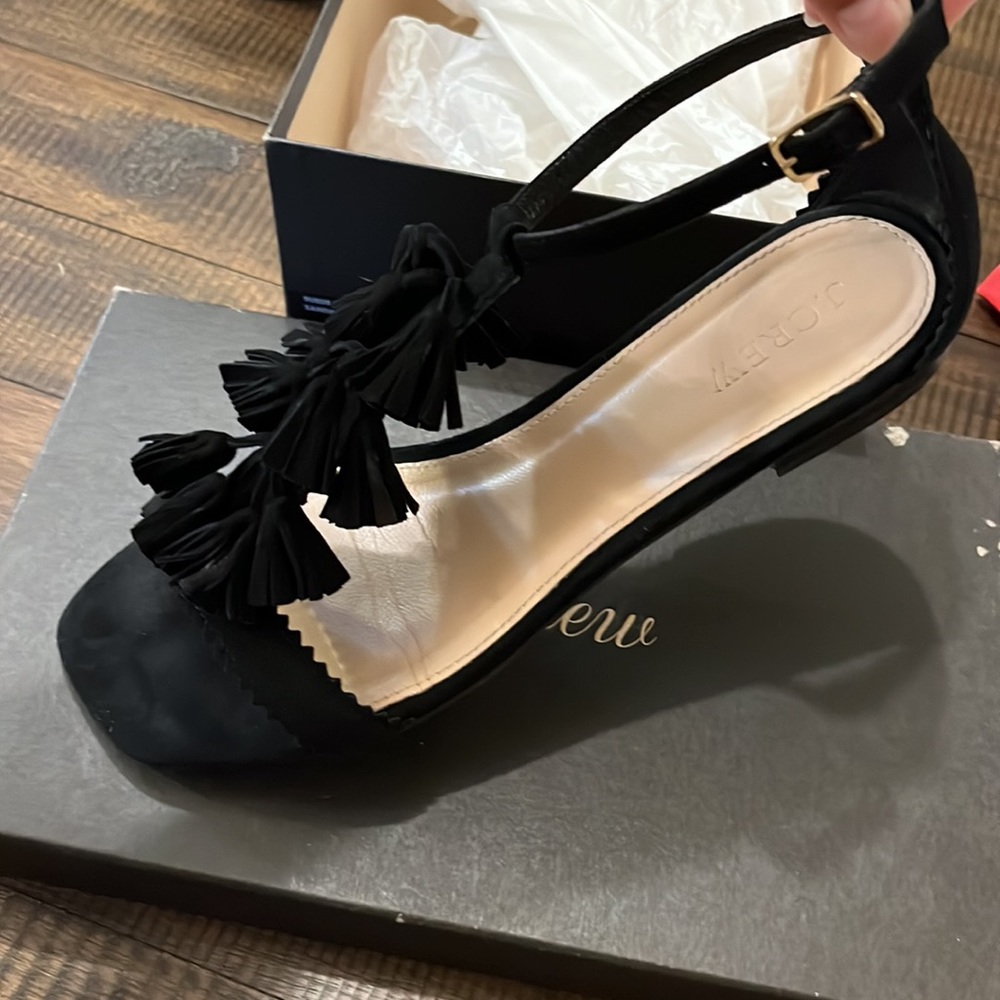 J. Crew - Black Suede Tassel Sandals - Style No. E7285 - Women’s Size 8.5 - Picture 12 of 12